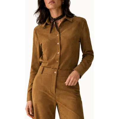 Love By Design Hoda Faux Suede Top In Brown