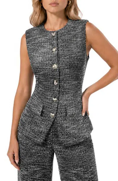 Love By Design Ilisa Button Top In Bw Boucle