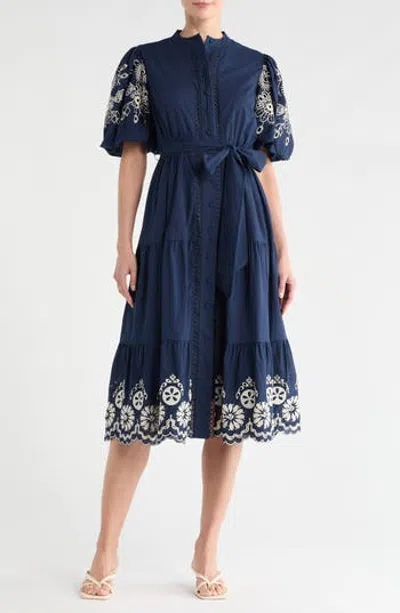 Love By Design Long Beach Embroidered Shirtdress In Blue