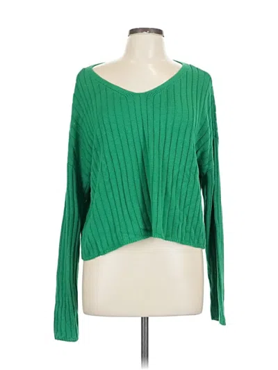 Pre-owned Love By Design Long Sleeve Top Green V Neck Tops