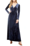 Love By Design Long Sleeve Velvet Maxi Dress In Navy Midnight