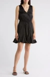 Love By Design Milana Sleeveless Satin Fit & Flare Dress In Black
