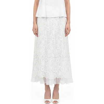 Love By Design Millie Mesh & Lace Midi Skirt In White