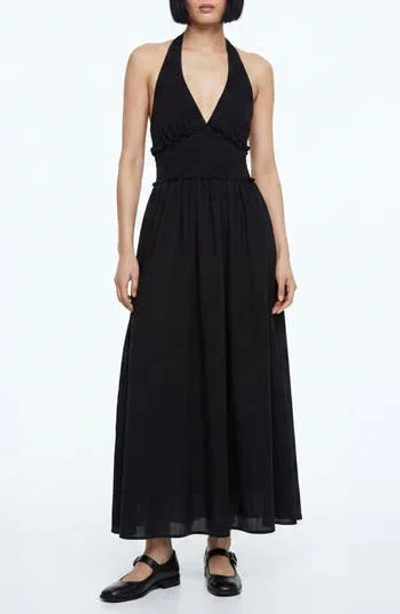Love By Design Nina Patterned Halter Maxi Dress In Black