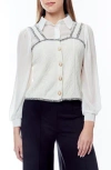 Love By Design Padma Tweed Trim Twofer Top In Gardenia