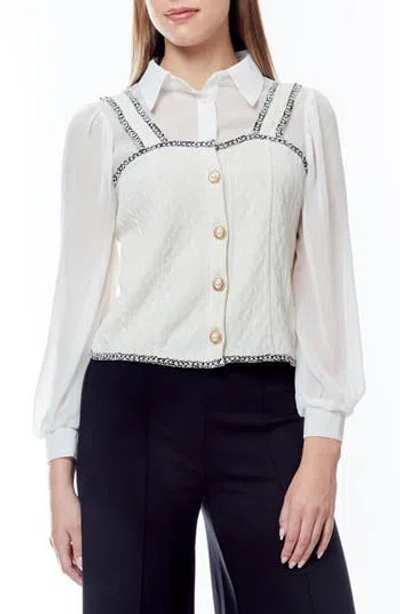 Love By Design Padma Tweed Trim Twofer Top In Gardenia