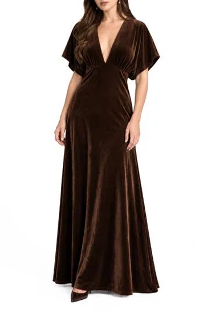 Love By Design Paige Velvet Maxi Dress In Burgundy