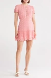 Love By Design Romee Puff Sleeve Lace Trim Clip Dot Minidress