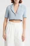 Love By Design Ryder Short Sleeve Crop Blazer In Blue