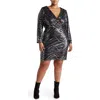 Love By Design Saturday Night Sequin Mini Dress In Black/silver Zebra
