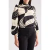 Love By Design Seraphine Long Sleeve Mock Neck Top In Floral Foulard