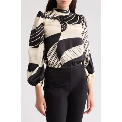 Love By Design Seraphine Long Sleeve Mock Neck Top In Floral Foulard