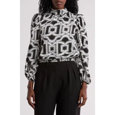 Love By Design Seraphine Long Sleeve Mock Neck Top In Framed Geo