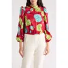 Love By Design Seraphine Long Sleeve Mock Neck Top In Tossed Hydrangea