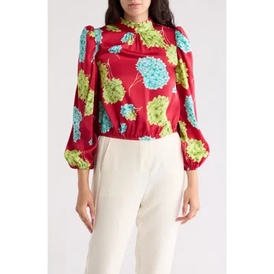 Love By Design Seraphine Long Sleeve Mock Neck Top In Tossed Hydrangea