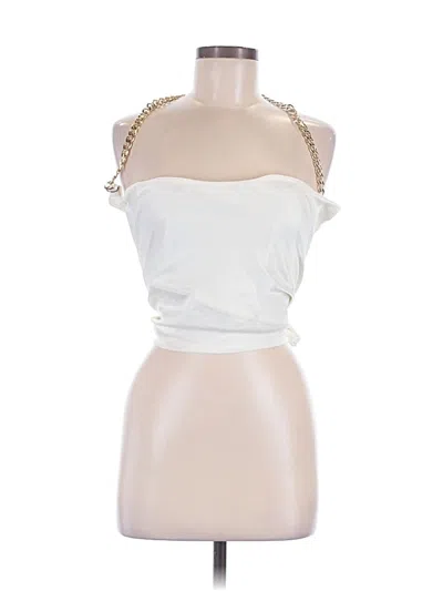 Pre-owned Love By Design Sleeveless Top Silver Strapless Neckline Tops