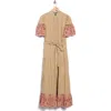 Love By Design Southampton Embroidered Maxi Shirtdress In Neutral