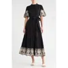 Love By Design Southampton Embroidered Maxi Shirtdress In Black