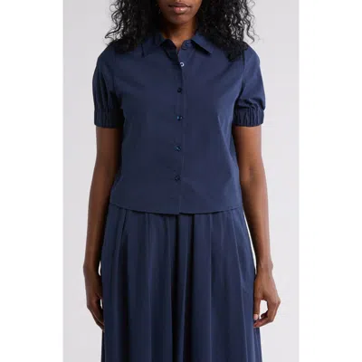 Love By Design Suzanne Collar Top In Navy Blazer