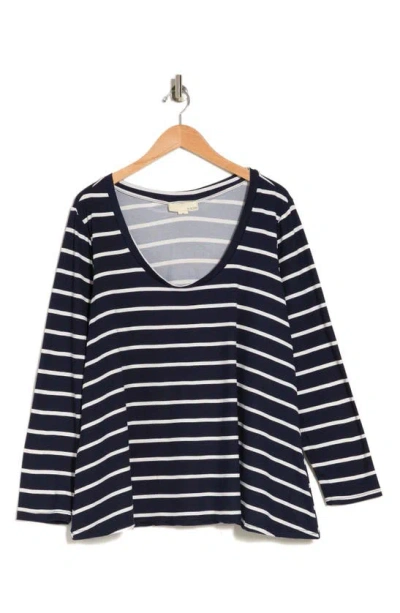 Love By Design Tara Long Sleeve Top In Navy White Stripe 2