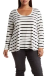Love By Design Tara Long Sleeve Top In White/black Stripe