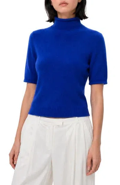 Love By Design Toddy Mock Neck Short Sleeve Top In Cobalt