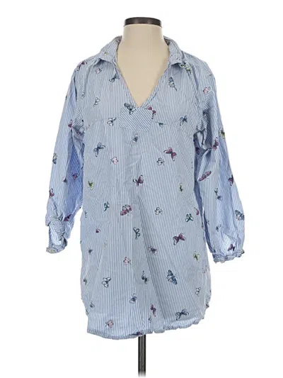 Pre-owned Love By Gap 3/4 Sleeve Button Down Shirt In Blue