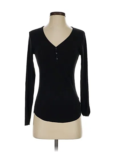 Pre-owned Love By Gap Long Sleeve Henley Shirt In Black