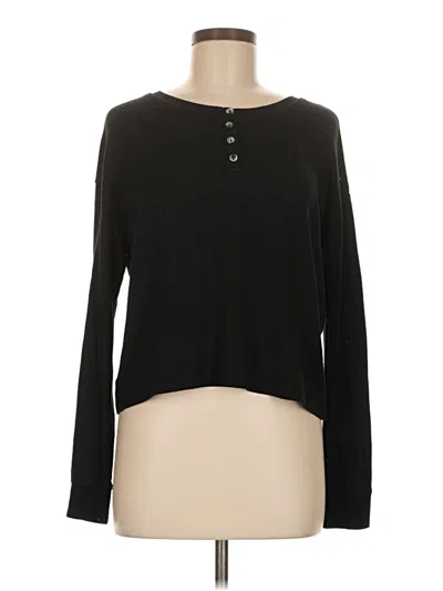 Pre-owned Love By Gap Long Sleeve Henley Shirt In Black