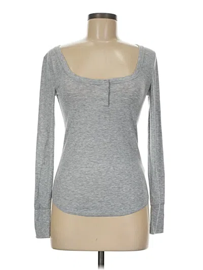 Pre-owned Love By Gap Long Sleeve Henley Shirt In Gray