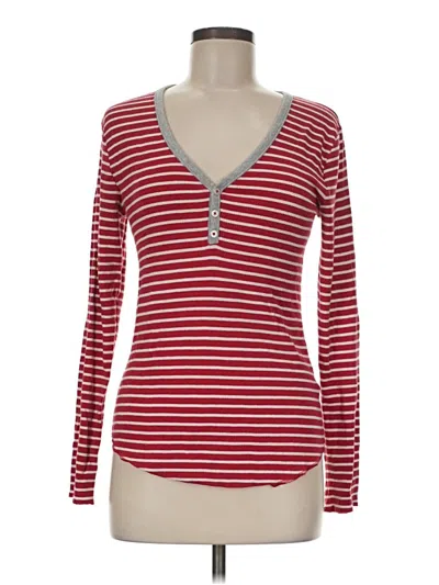 Pre-owned Love By Gap Long Sleeve Henley Shirt In Red