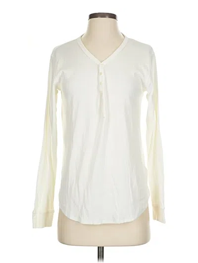 Pre-owned Love By Gap Long Sleeve Henley Shirt In White