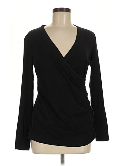 Pre-owned Love By Gap Long Sleeve Top Black Plunge Neckline Tops