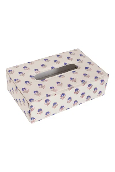 Love Calixta Blue / White Blue Floral Tissue Box Holder Rectangular In Multi
