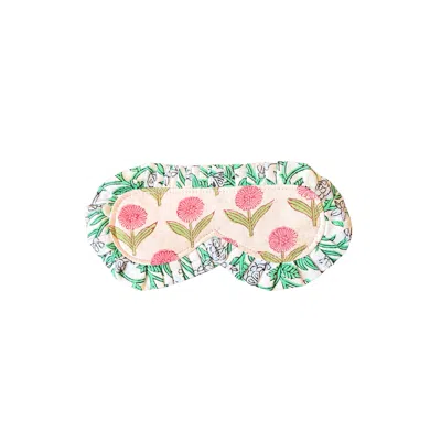 Love Calixta White / Pink / Purple Block Print Eye Mask In Green/pink/purple