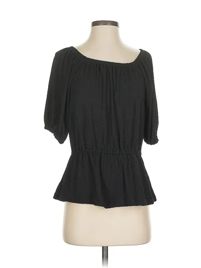 Pre-owned Love Cameron Short Sleeve Blouse In Black