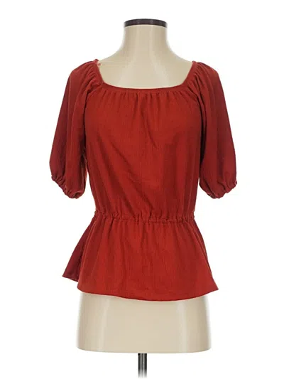 Pre-owned Love Cameron Short Sleeve Blouse In Red