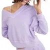 Love Daisy Double V-neck Sweat Top In Lavender In Pink