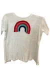 Love Daisy Emroidered Rainbox Tee Top In White In Beige
