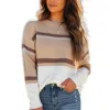 Love Ellie Metallic Stripe Crew Neck Sweater In Beige In Multi