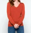 Love Ellie Stitch Fix V Neck Light Sweater In Autumn Rust