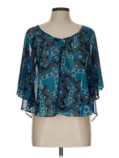 Pre-owned Love, Fire 3/4 Sleeve Blouse In Blue