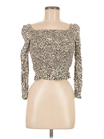 Pre-owned Love, Fire 3/4 Sleeve Blouse In Tan