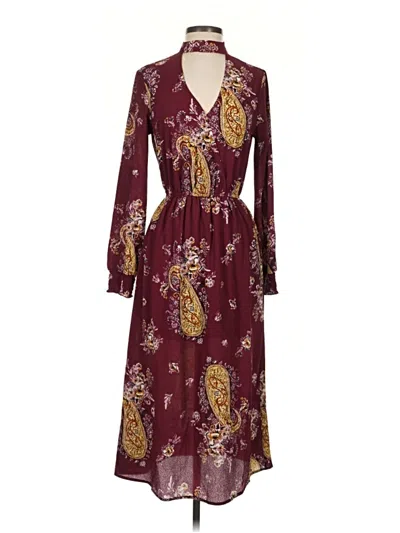 Pre-owned Love, Fire Casual Dress In Burgundy