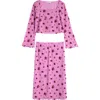 Love, Fire Kids' Floral Flocked Mesh Top & Skirt Set