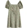Love, Fire Kids' Floral Puff Sleeve Dress In Sage Floral