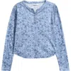 Love, Fire Kids' Long Sleeve Henley In Blue