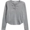Love, Fire Kids' Long Sleeve Henley In Gray