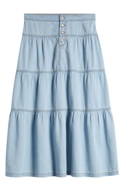 Love, Fire Kids' Prairie Maxi Skirt In Light Wash