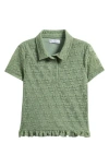 Love, Fire Kids' Ruffle Hem Lace Polo In Green